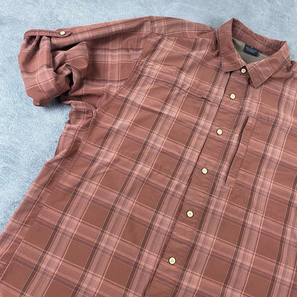 Vertx Mens Large Button Down Shirt Brown Plaid Tactical Long Sleeve Cocona Vent